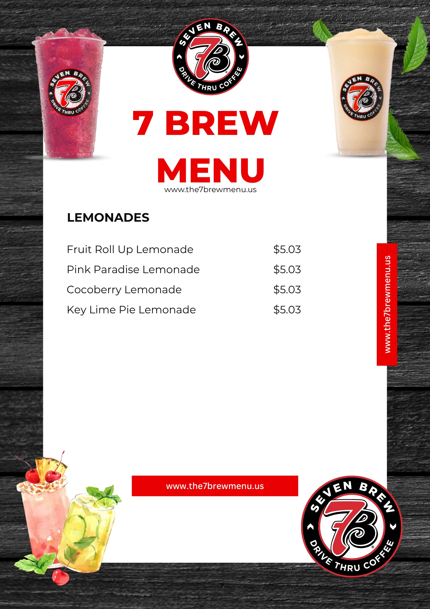 7 Brew menu Lemonades